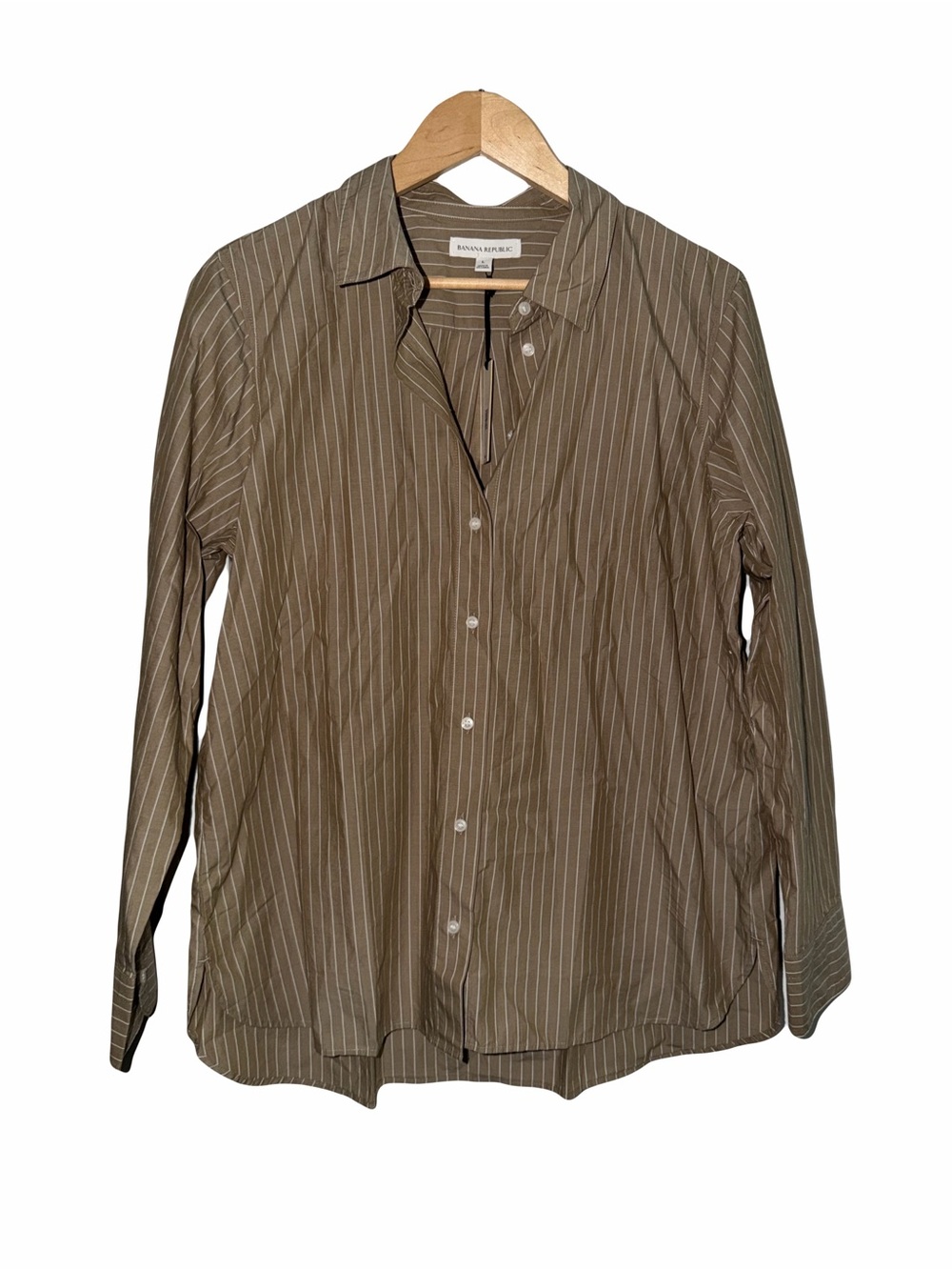 Banana Republic Olive Green Pinstripe Button-Down Shirt